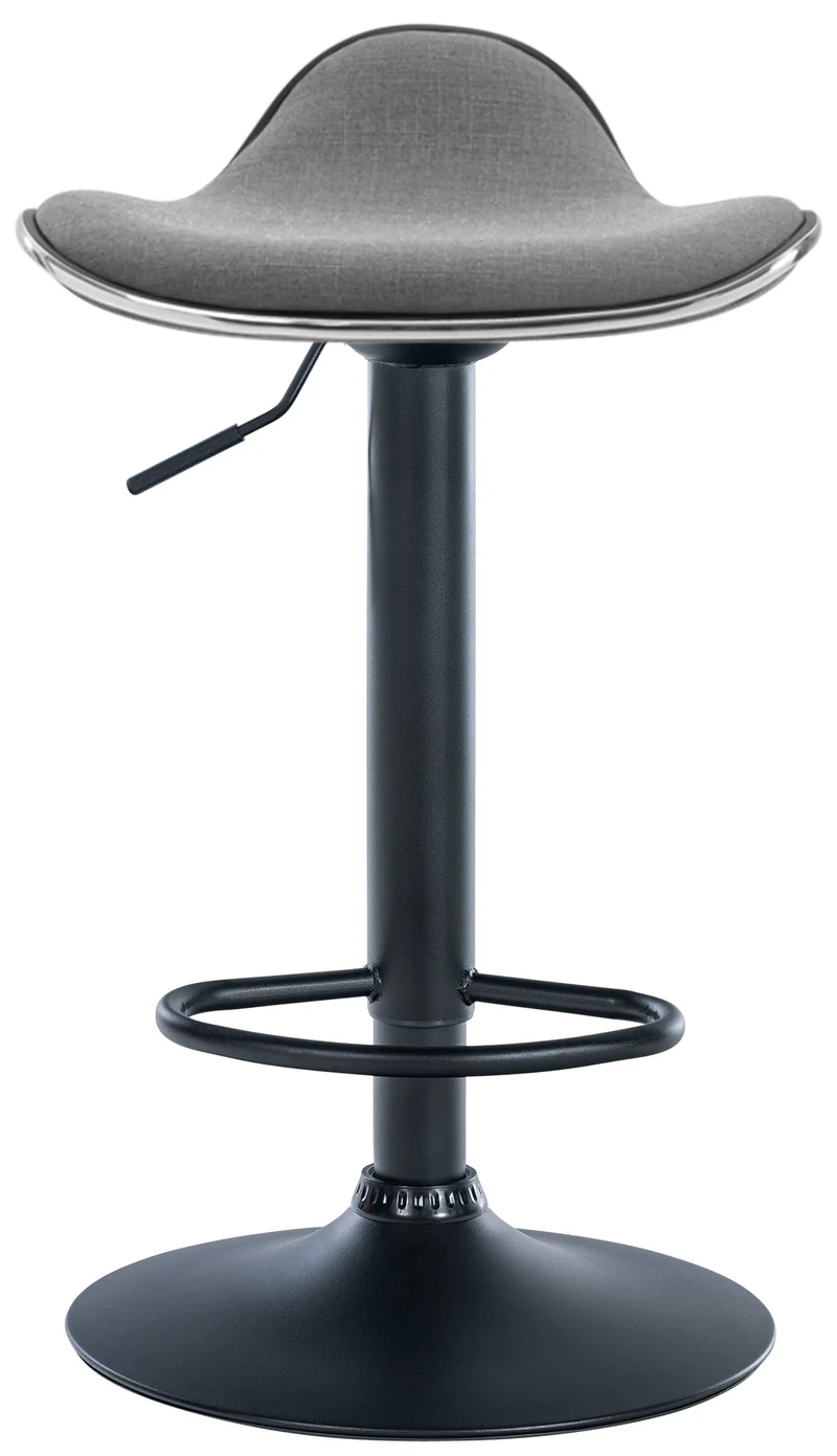 Tabouret de bar x1 assise ergonomique en tissu gris clair pied en trompette en métal noir 10_0005392