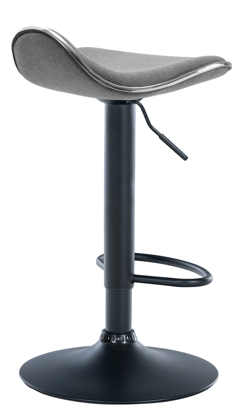 Tabouret de bar x1 assise ergonomique en tissu gris clair pied en trompette en métal noir 10_0005392