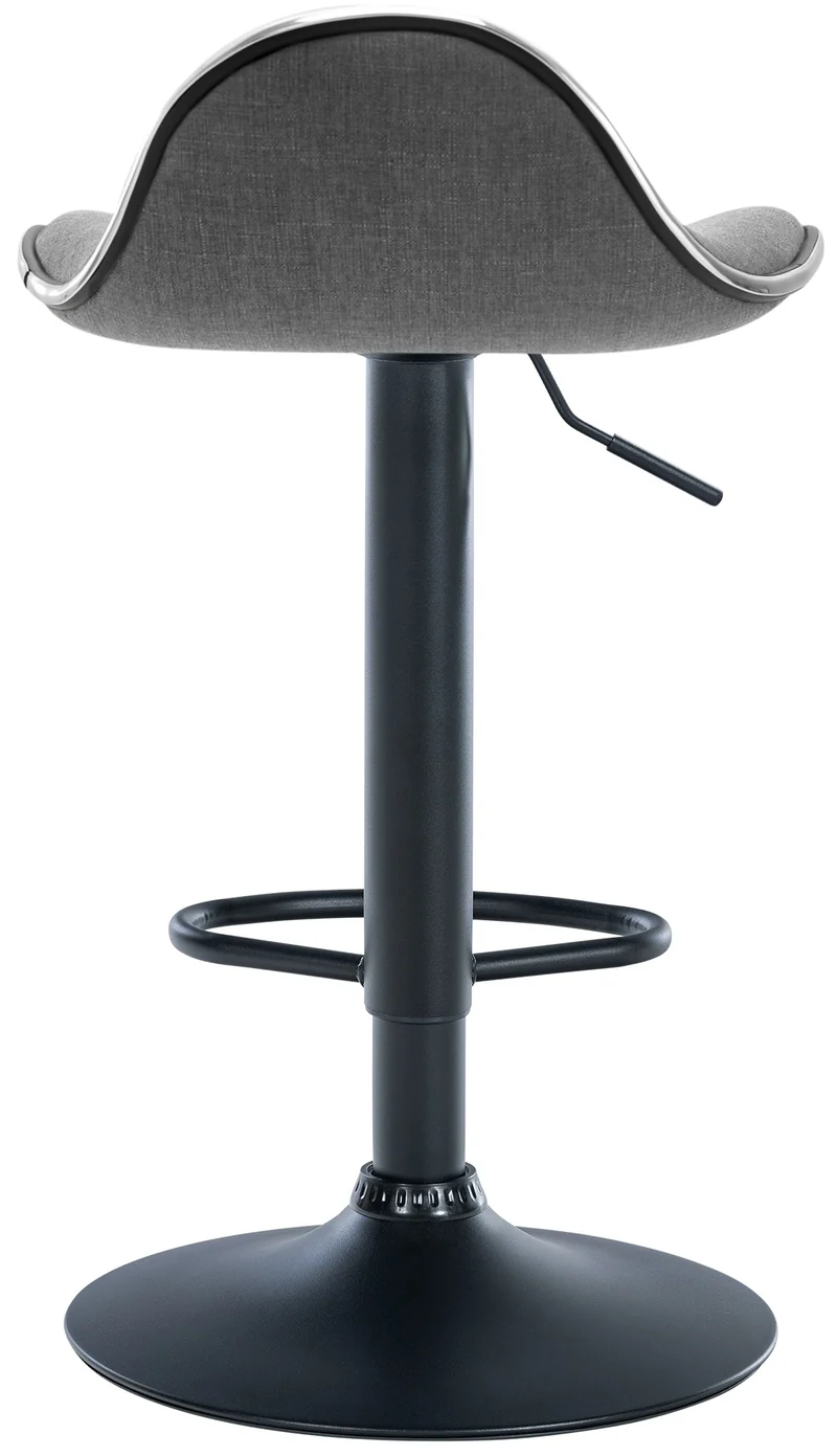 Tabouret de bar x1 assise ergonomique en tissu gris clair pied en trompette en métal noir 10_0005392