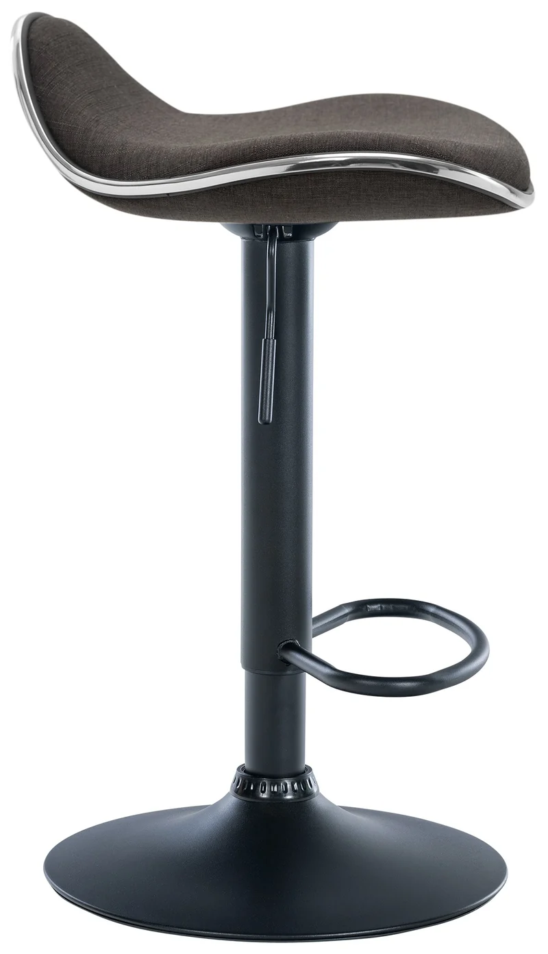Tabouret de bar x1 assise ergonomique en tissu gris foncé pied en trompette en métal noir 10_0005391