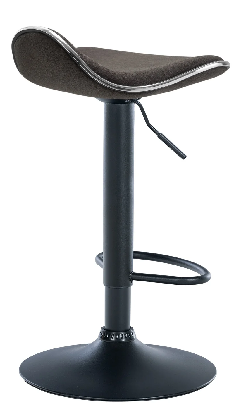 Tabouret de bar x1 assise ergonomique en tissu gris foncé pied en trompette en métal noir 10_0005391