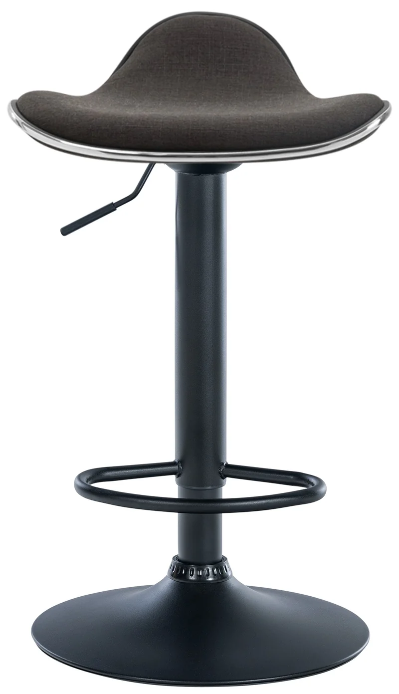 Tabouret de bar x1 assise ergonomique en tissu gris foncé pied en trompette en métal noir 10_0005391
