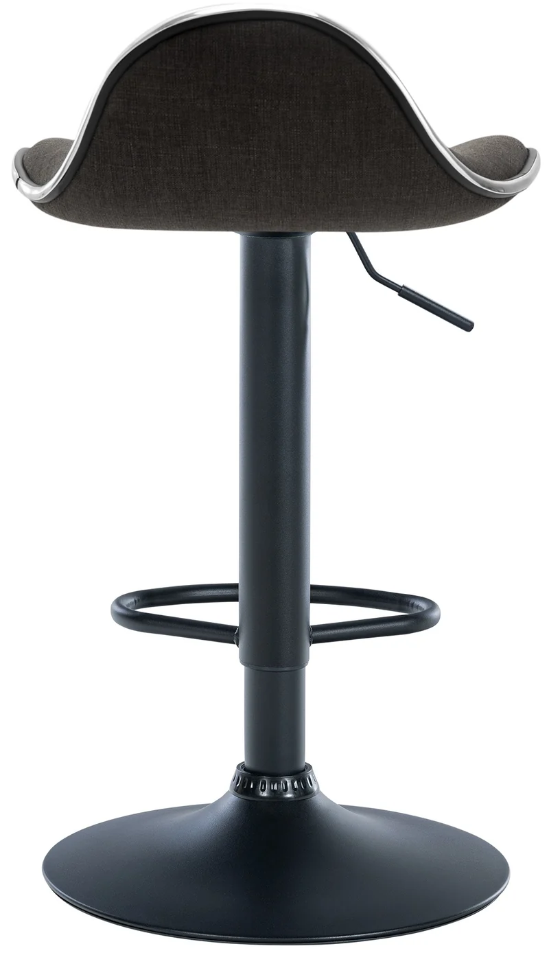 Tabouret de bar x1 assise ergonomique en tissu gris foncé pied en trompette en métal noir 10_0005391