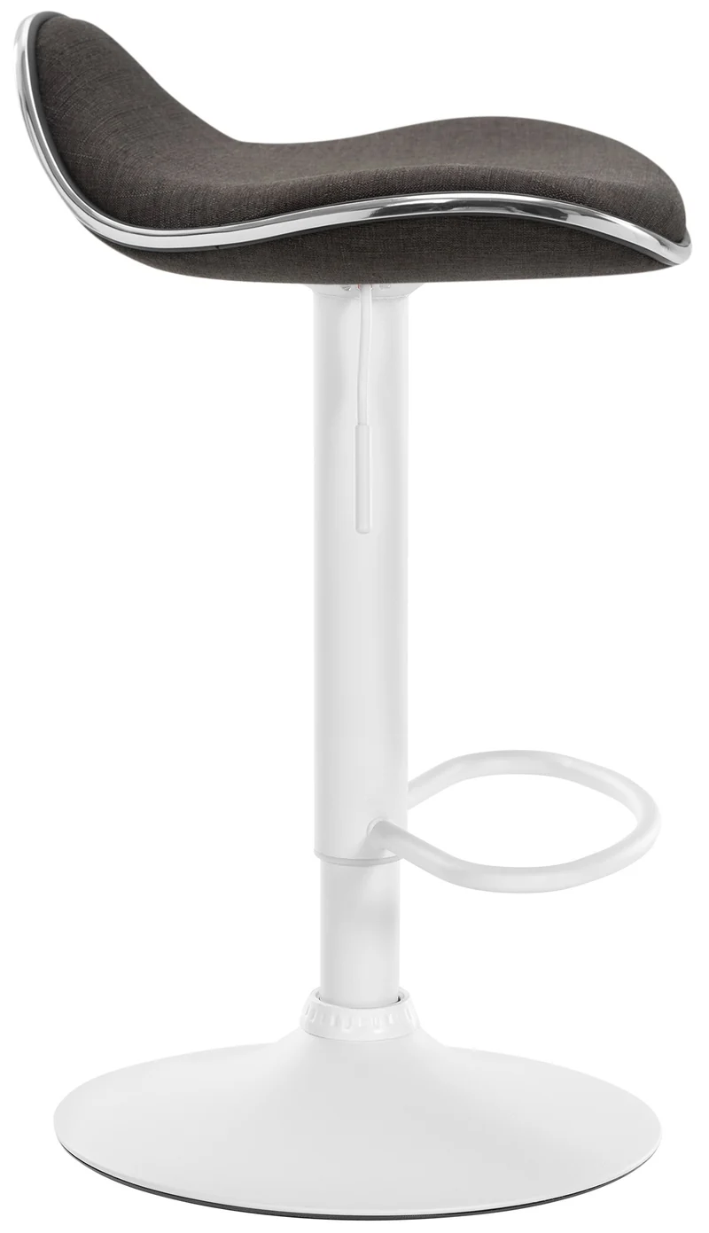 Tabouret de bar x1 assise ergonomique en tissu gris foncé pied en trompette en métal blanc 10_0005396