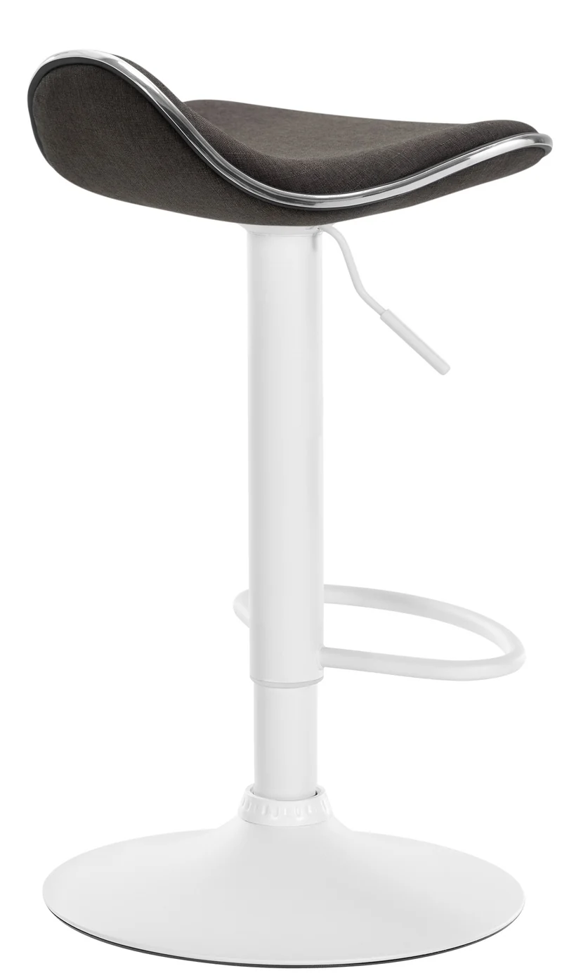 Tabouret de bar x1 assise ergonomique en tissu gris foncé pied en trompette en métal blanc 10_0005396