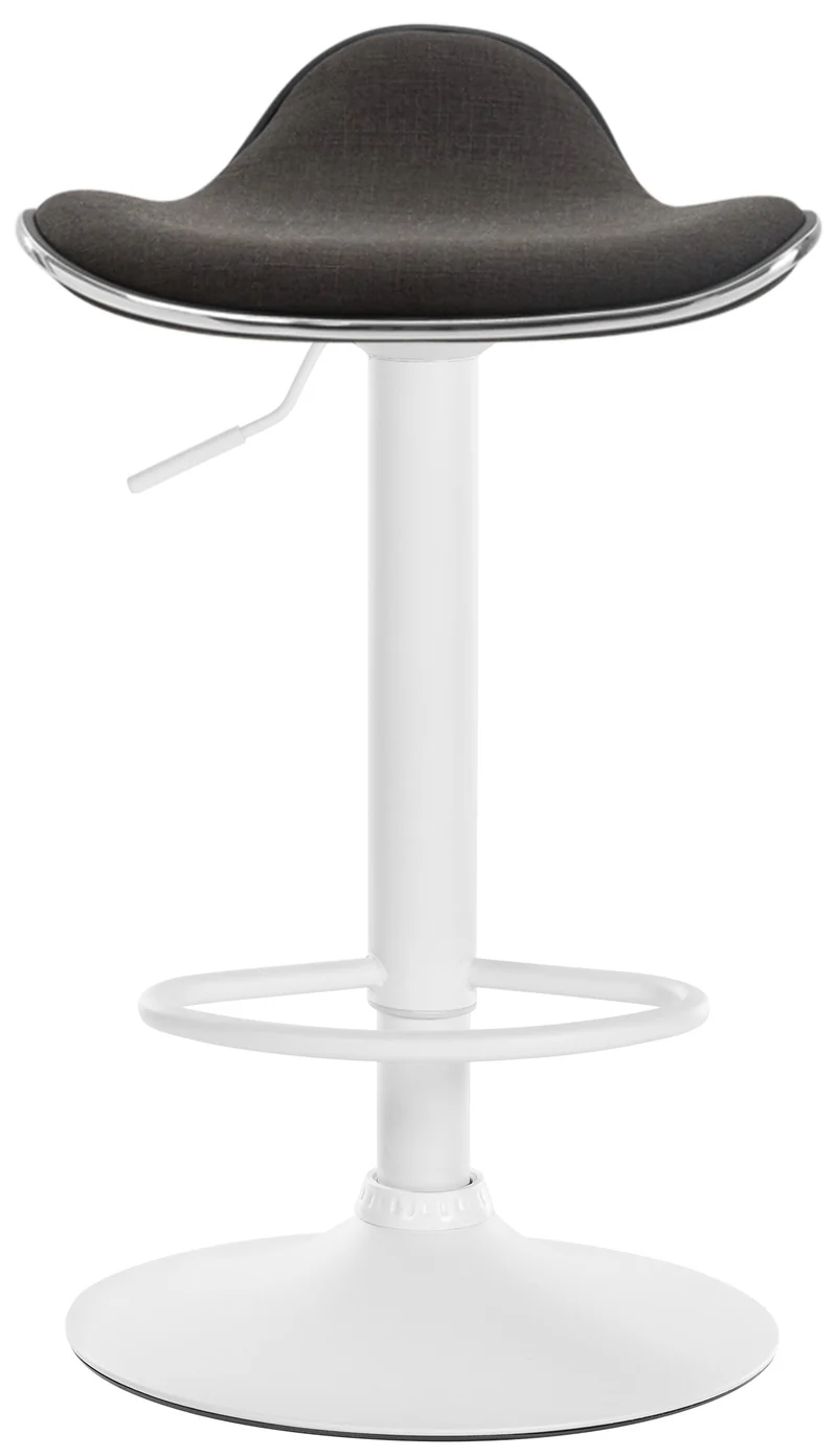 Tabouret de bar x1 assise ergonomique en tissu gris foncé pied en trompette en métal blanc 10_0005396