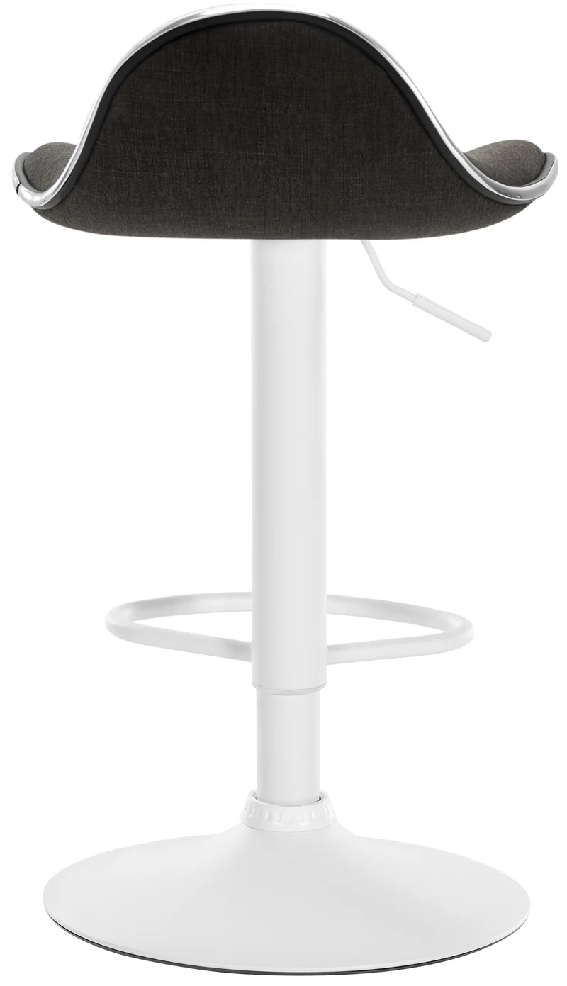 Tabouret de bar x1 assise ergonomique en tissu gris foncé pied en trompette en métal blanc 10_0005396