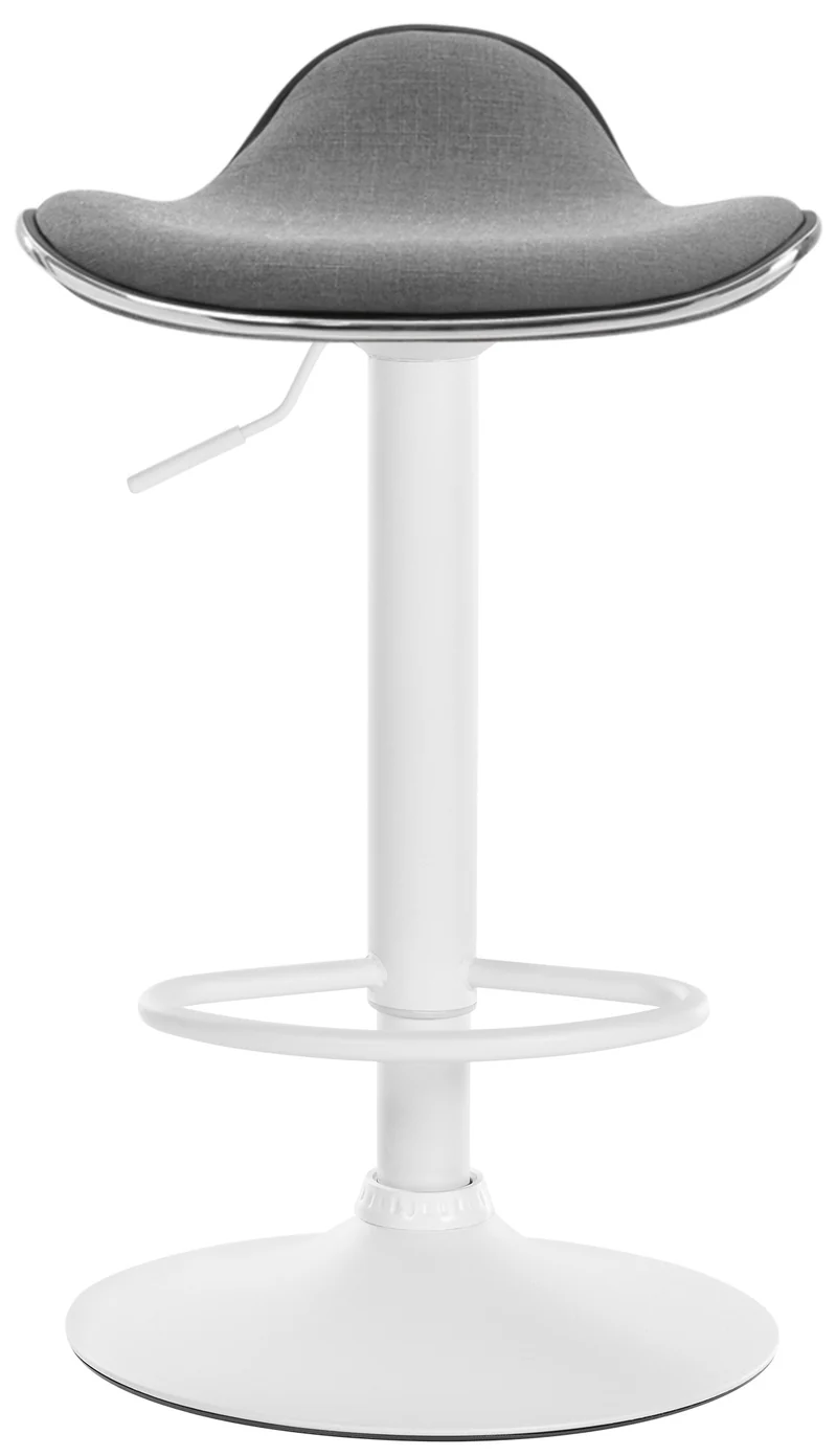 Tabouret de bar x1 assise ergonomique en tissu gris clair pied en trompette en métal blanc 10_0005397