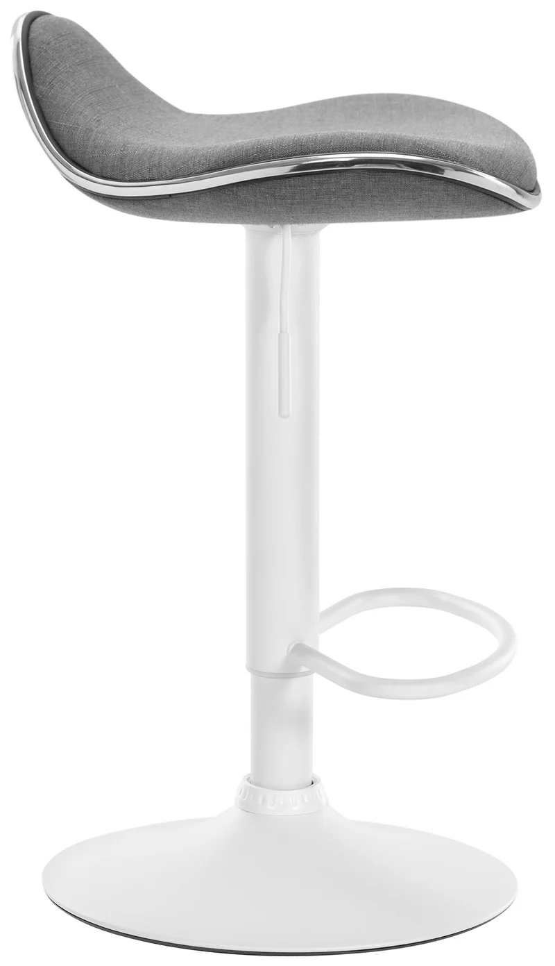 Tabouret de bar x1 assise ergonomique en tissu gris clair pied en trompette en métal blanc 10_0005397