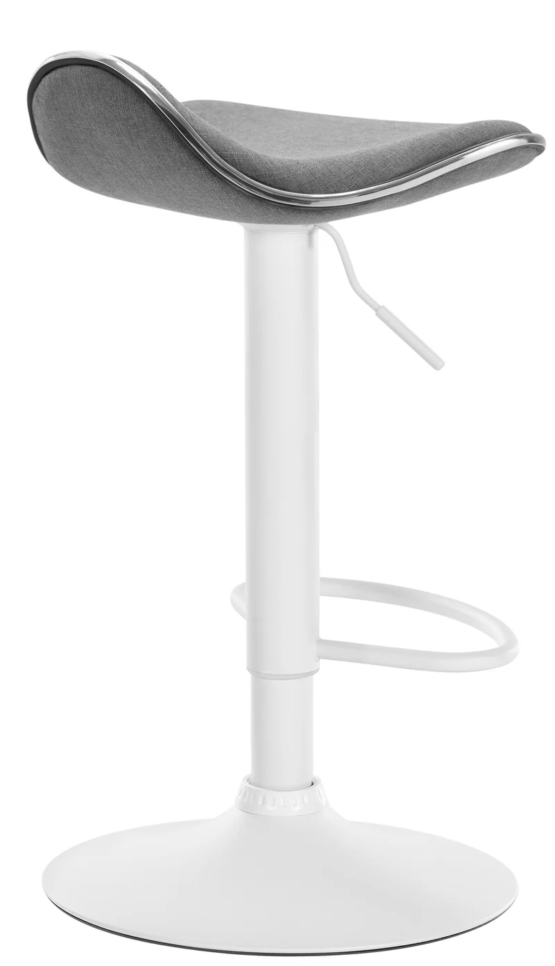 Tabouret de bar x1 assise ergonomique en tissu gris clair pied en trompette en métal blanc 10_0005397