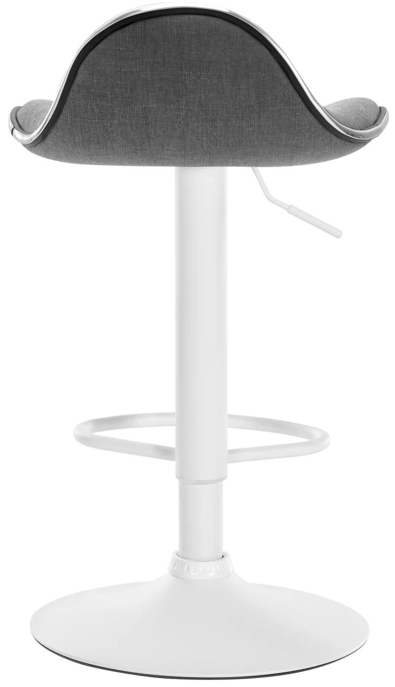 Tabouret de bar x1 assise ergonomique en tissu gris clair pied en trompette en métal blanc 10_0005397