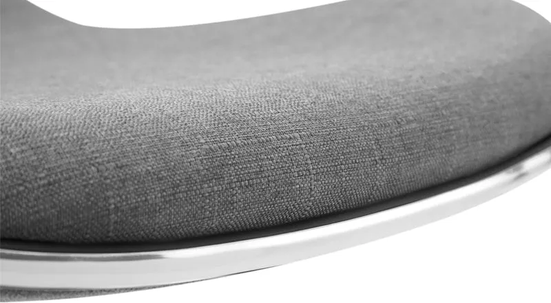 Tabouret de bar x1 assise ergonomique en tissu gris clair pied en trompette en métal blanc 10_0005397