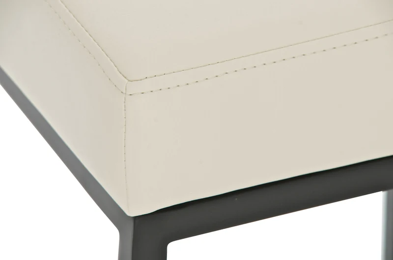 Tabouret de bar x1 avec repose-pieds design simple hauteur 85 cm en PVC crème et métal noir 10_0005245