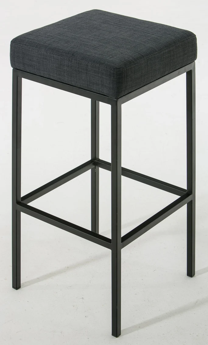 Lot de 2 tabourets de bar avec repose-pieds design simple hauteur 85 cm en tissu gris foncé et métal noir 10_0004383