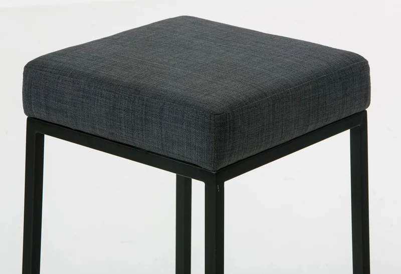 Lot de 2 tabourets de bar avec repose-pieds design simple hauteur 85 cm en tissu gris foncé et métal noir 10_0004383