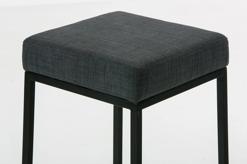 Lot de 2 tabourets de bar avec repose-pieds design simple hauteur 80 cm en tissu gris foncé et métal noir 10_0004369