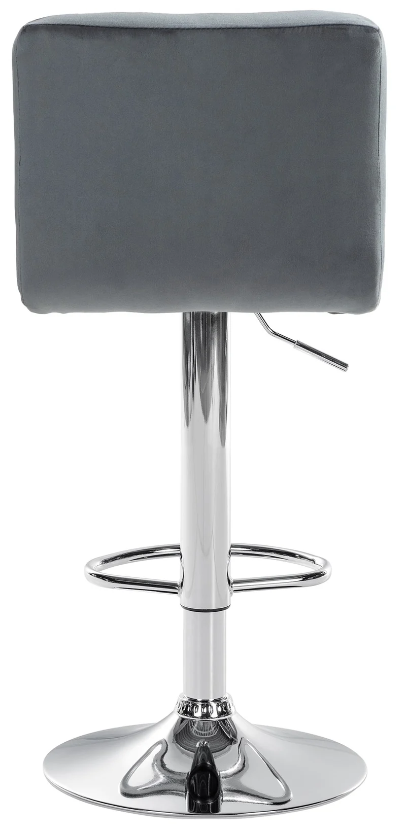 Tabouret de bar chaise haute x 1 avec coutures décoratives carrées assise en velours gris foncé pieds en métal chromé 10_0005325