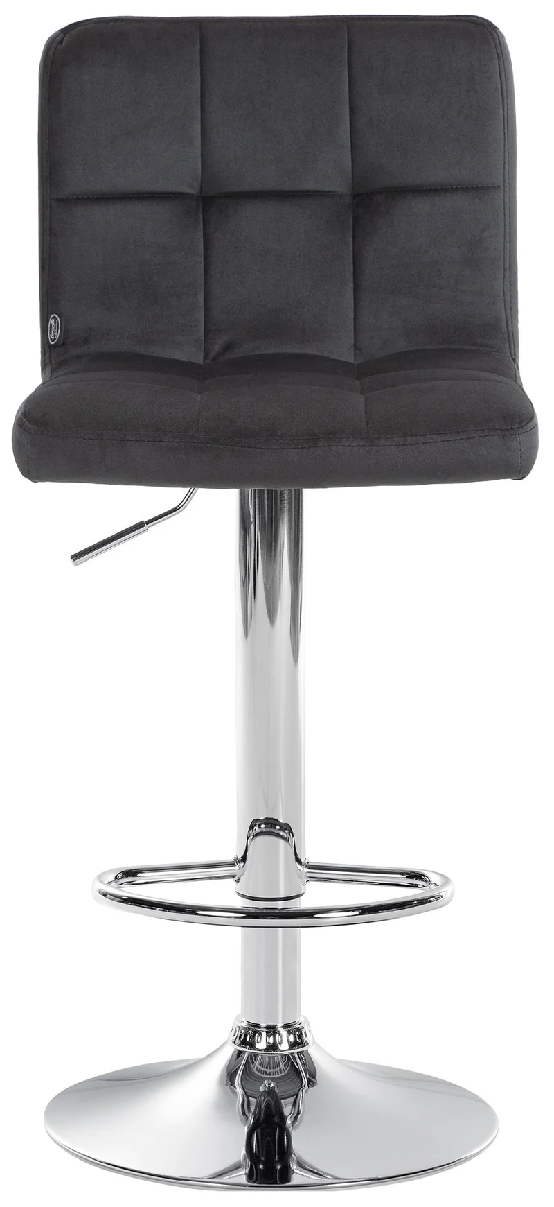 Tabouret de bar chaise haute x 1 avec coutures décoratives carrées assise en velours noir pieds en métal chromé 10_0005328