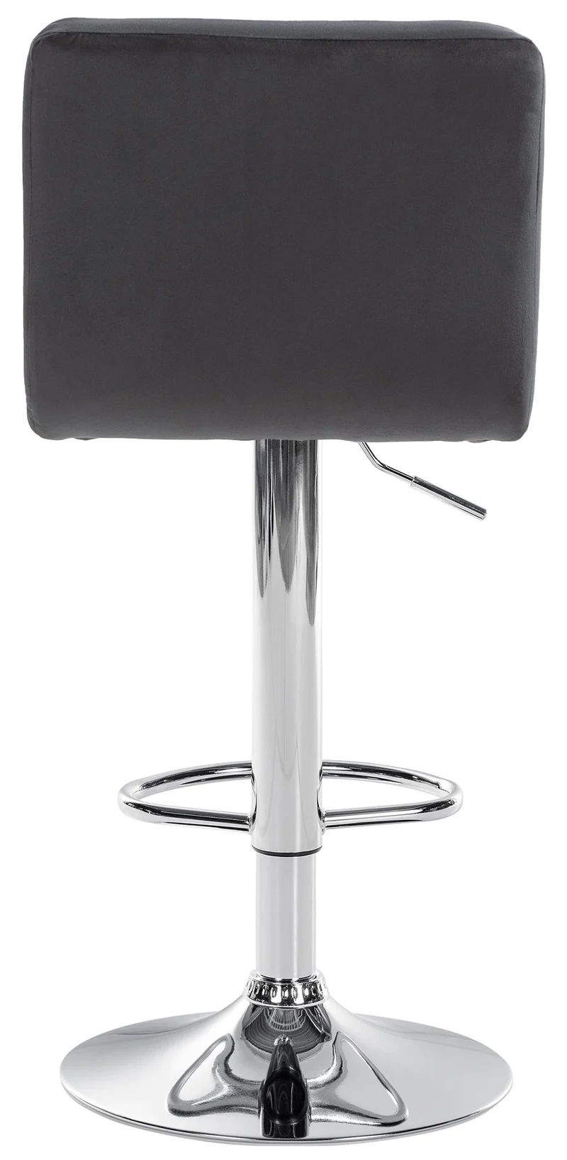 Tabouret de bar chaise haute x 1 avec coutures décoratives carrées assise en velours noir pieds en métal chromé 10_0005328