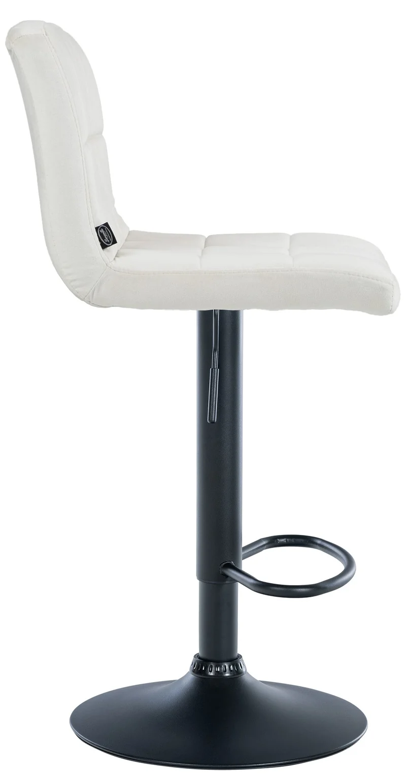 Tabouret de bar chaise haute x 1 avec coutures décoratives carrées assise en velours crème pieds en métal noir 10_0005330