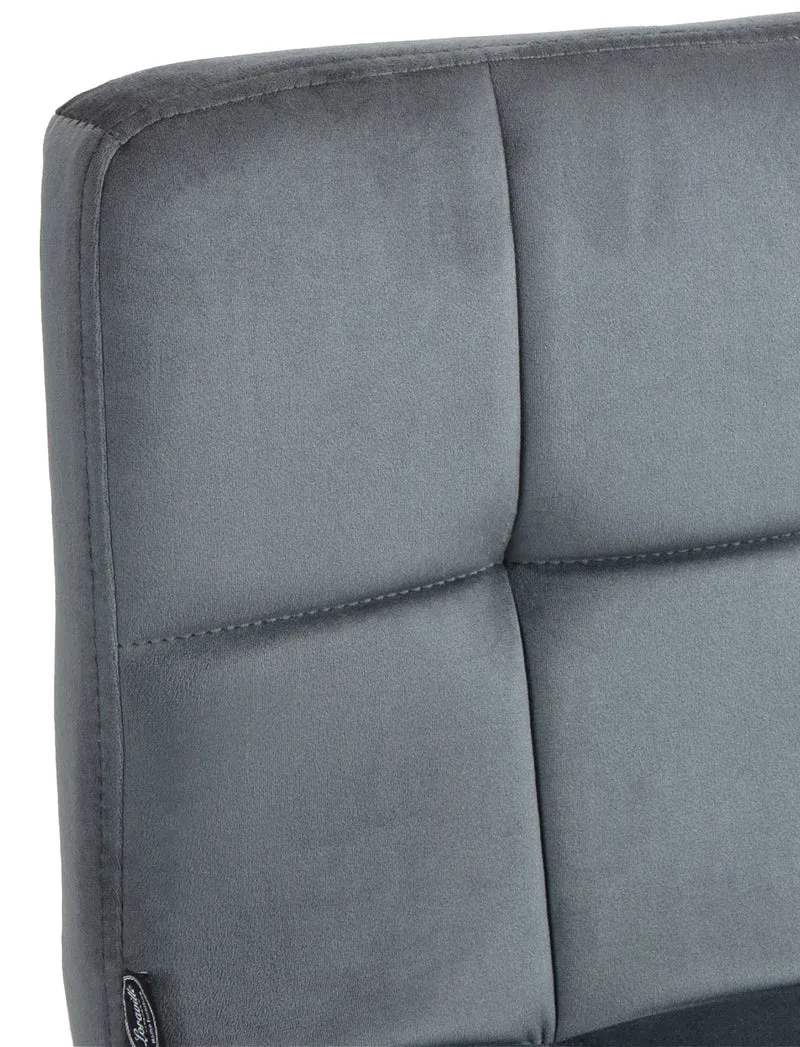 Tabouret de bar chaise haute x 1 avec coutures décoratives carrées assise en velours gris foncé pieds en métal noir 10_0005331