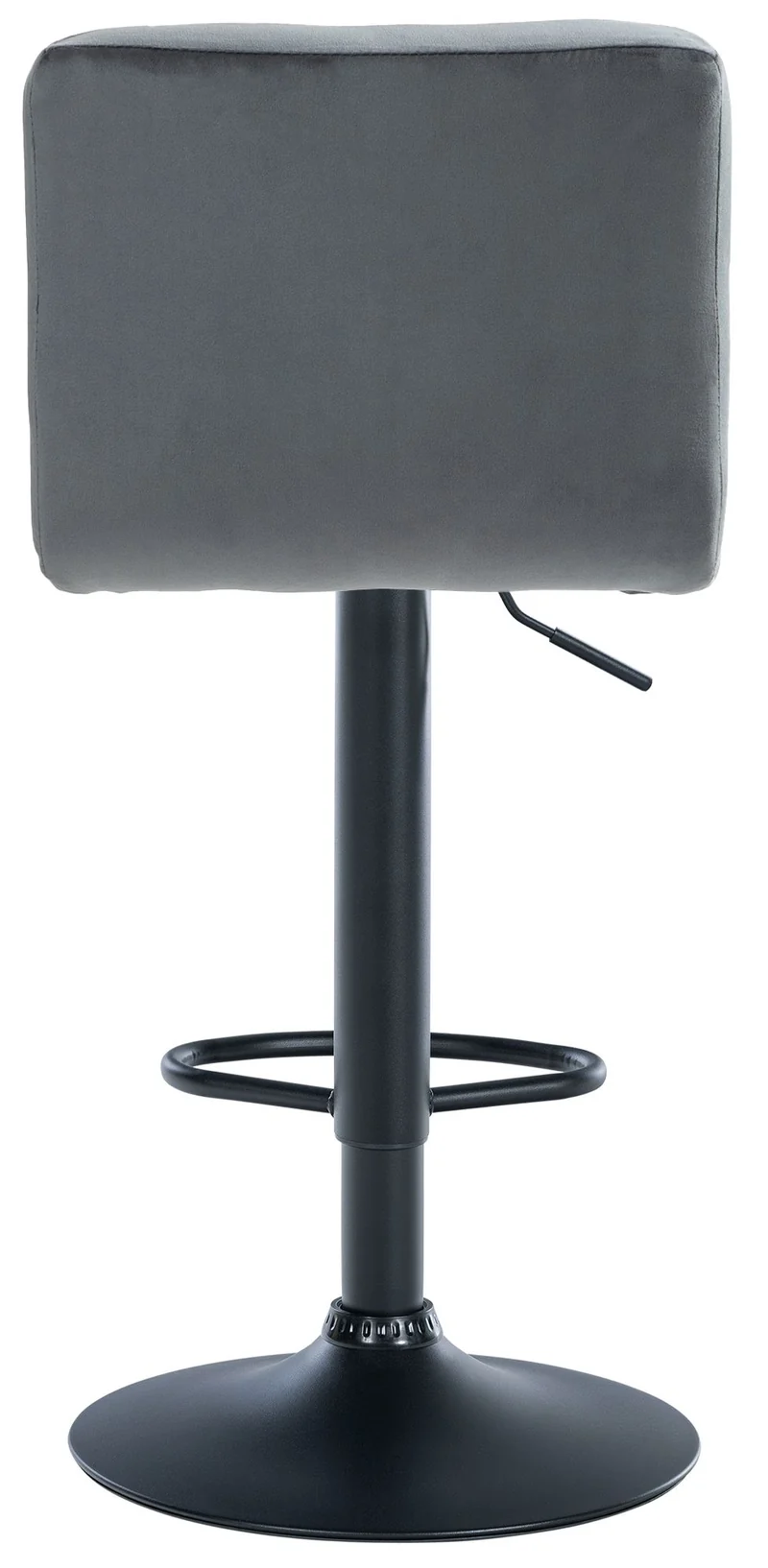 Tabouret de bar chaise haute x 1 avec coutures décoratives carrées assise en velours gris foncé pieds en métal noir 10_0005331