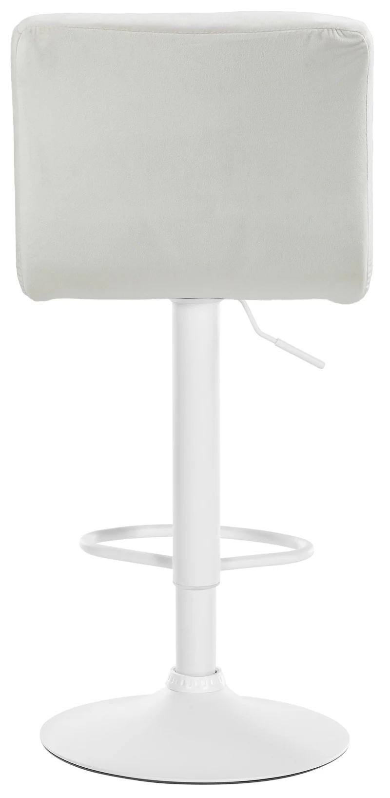 Tabouret de bar chaise haute x 1 avec coutures décoratives carrées assise en velours crème pieds en métal blanc 10_0005336