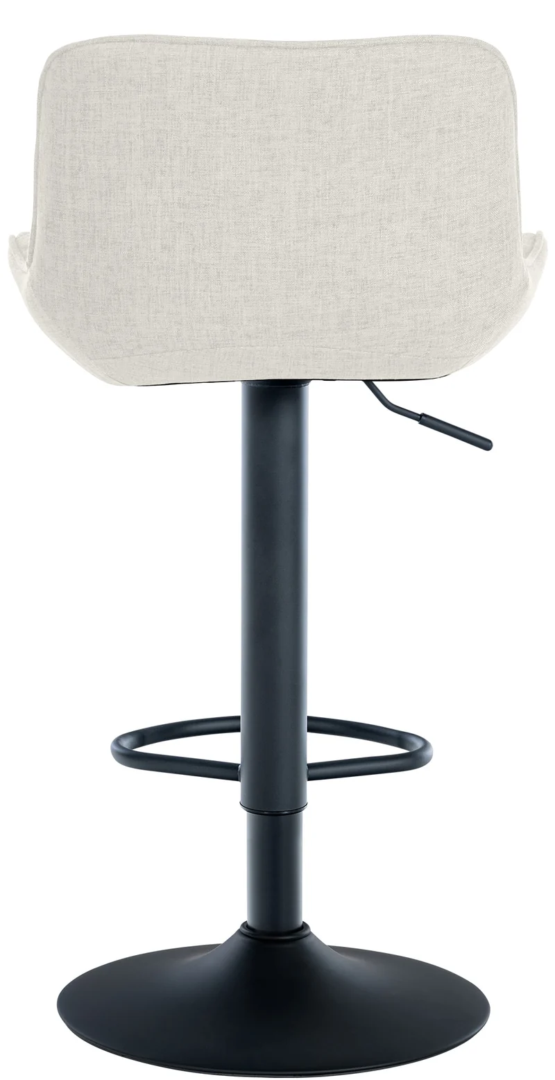 Tabouret de bar x1 assise avec coutures décoratives losange en tissu crème et pieds en métal noir 10_0005233