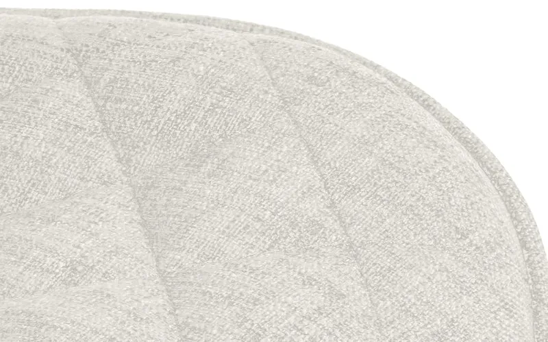 Tabouret de bar x1 assise avec coutures décoratives losange en tissu crème et pieds en métal noir 10_0005233