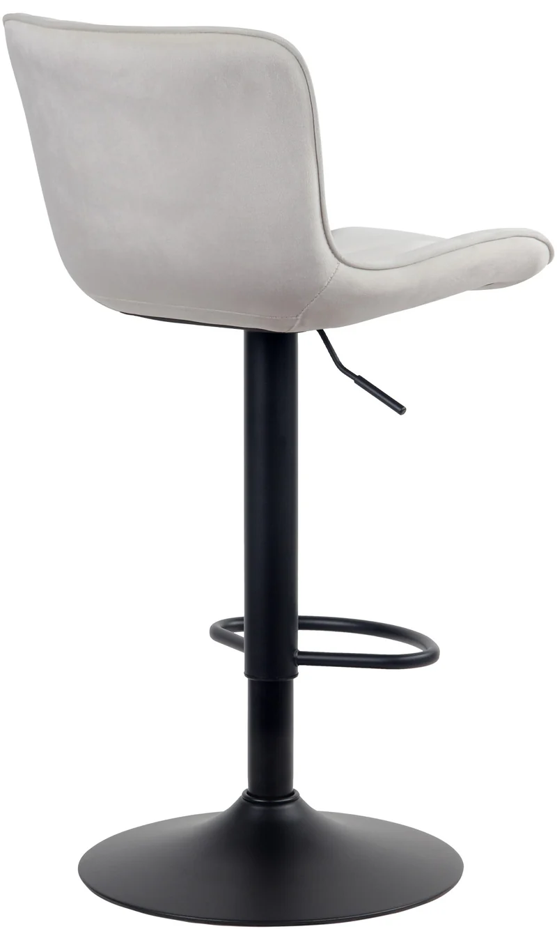 Tabouret de bar chaise haute x1 avec coutures décoratives en tissu velours crème pieds en métal noir 10_0005170