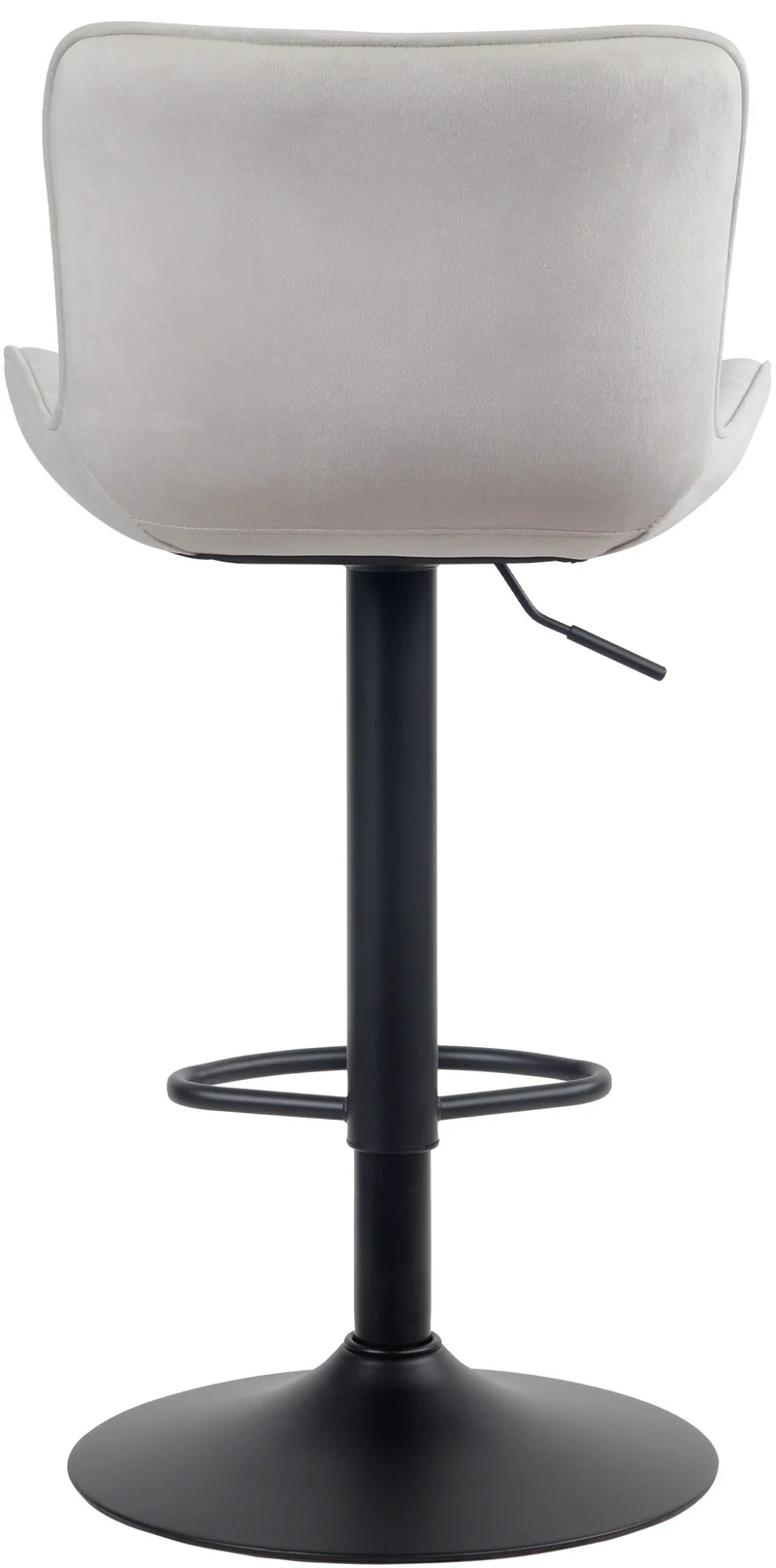 Tabouret de bar chaise haute x1 avec coutures décoratives en tissu velours crème pieds en métal noir 10_0005170