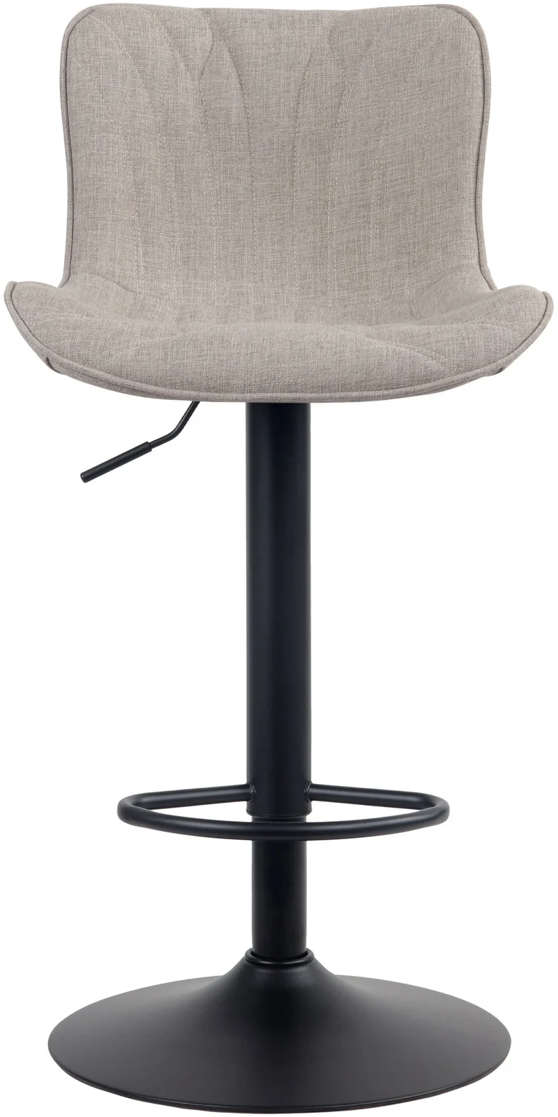 Tabouret de bar chaise haute x1 avec coutures décoratives en tissu taupe pieds en métal noir 10_0005173