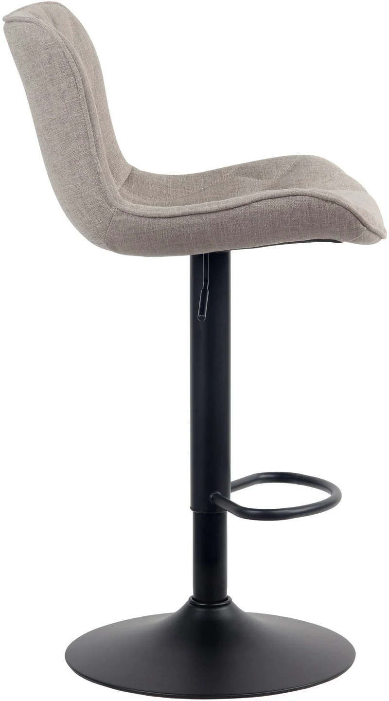 Tabouret de bar chaise haute x1 avec coutures décoratives en tissu taupe pieds en métal noir 10_0005173