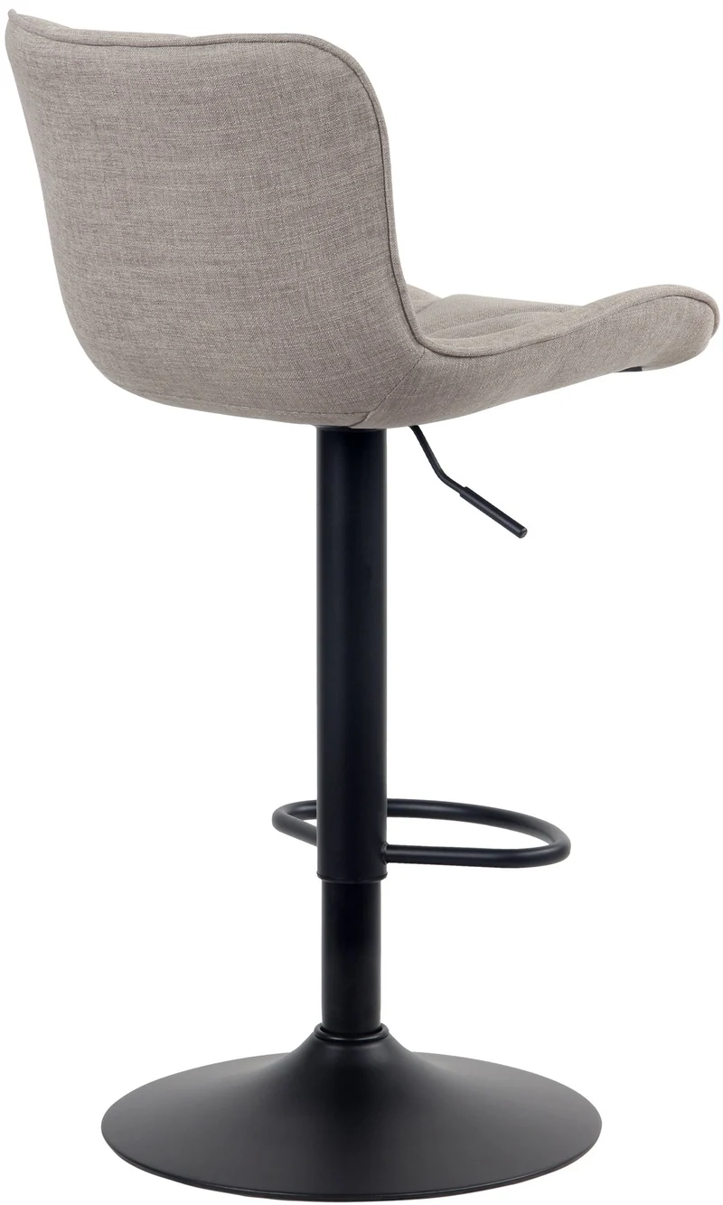 Tabouret de bar chaise haute x1 avec coutures décoratives en tissu taupe pieds en métal noir 10_0005173