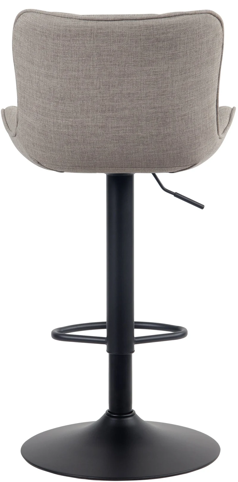 Tabouret de bar chaise haute x1 avec coutures décoratives en tissu taupe pieds en métal noir 10_0005173