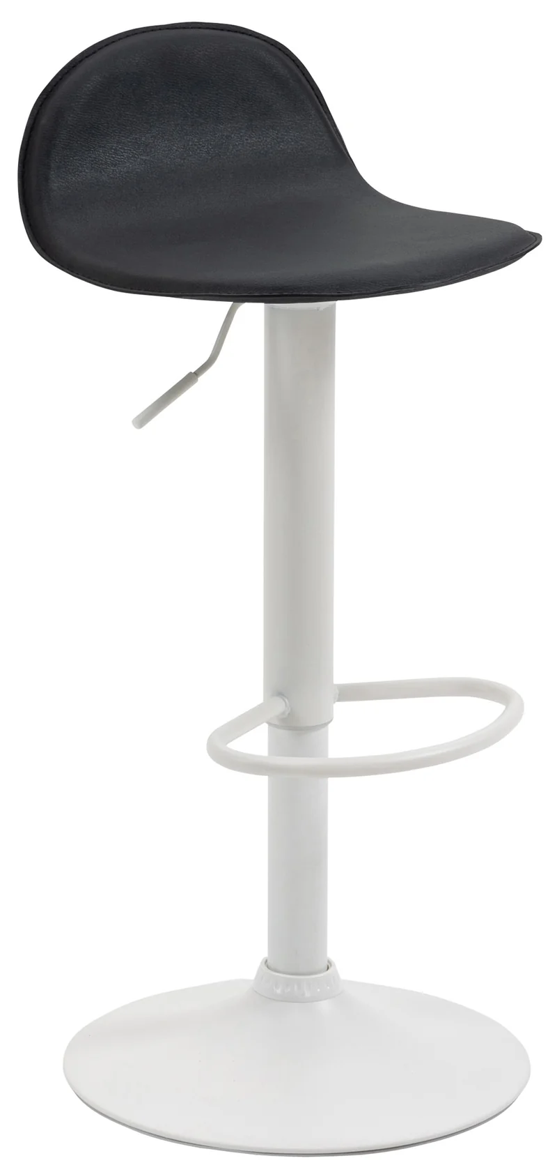 Tabouret de bar x1 avec repose-pieds en PVC noir pied trompète en métal blanc 10_0005073
