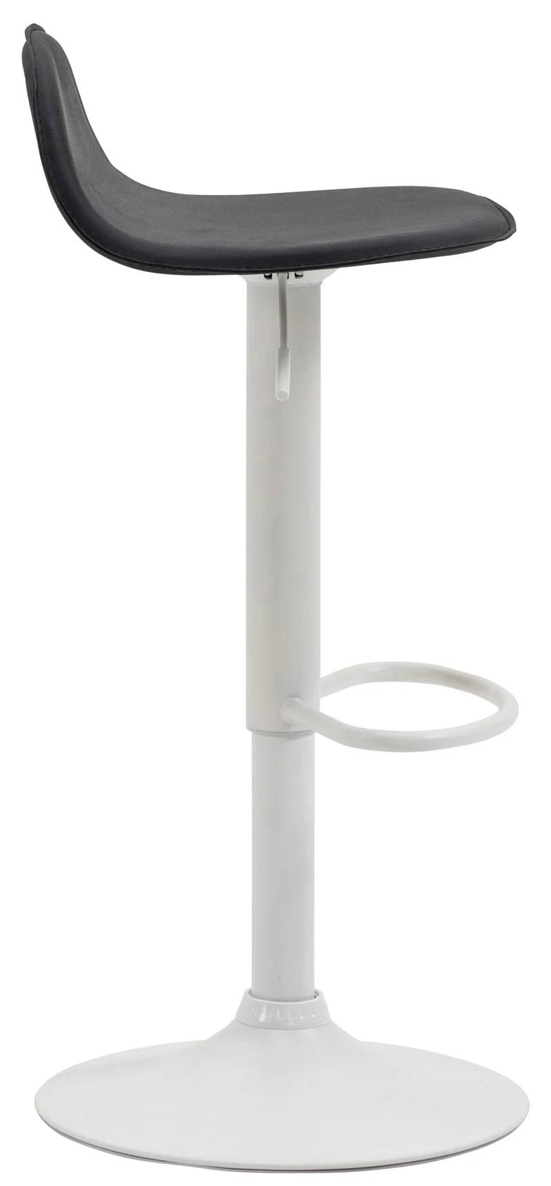 Tabouret de bar x1 avec repose-pieds en PVC noir pied trompète en métal blanc 10_0005073