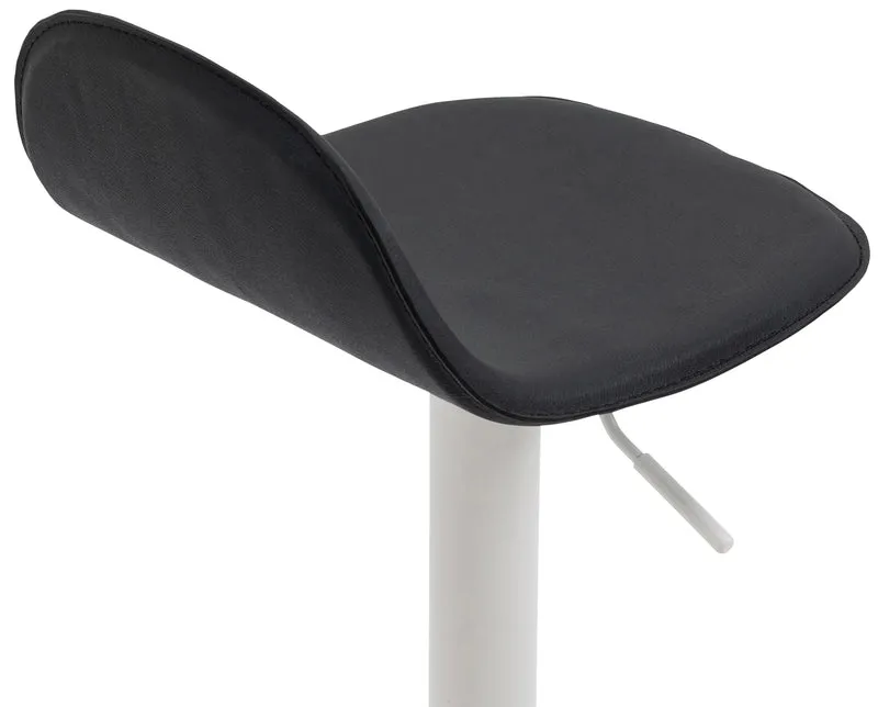 Tabouret de bar x1 avec repose-pieds en PVC noir pied trompète en métal blanc 10_0005073