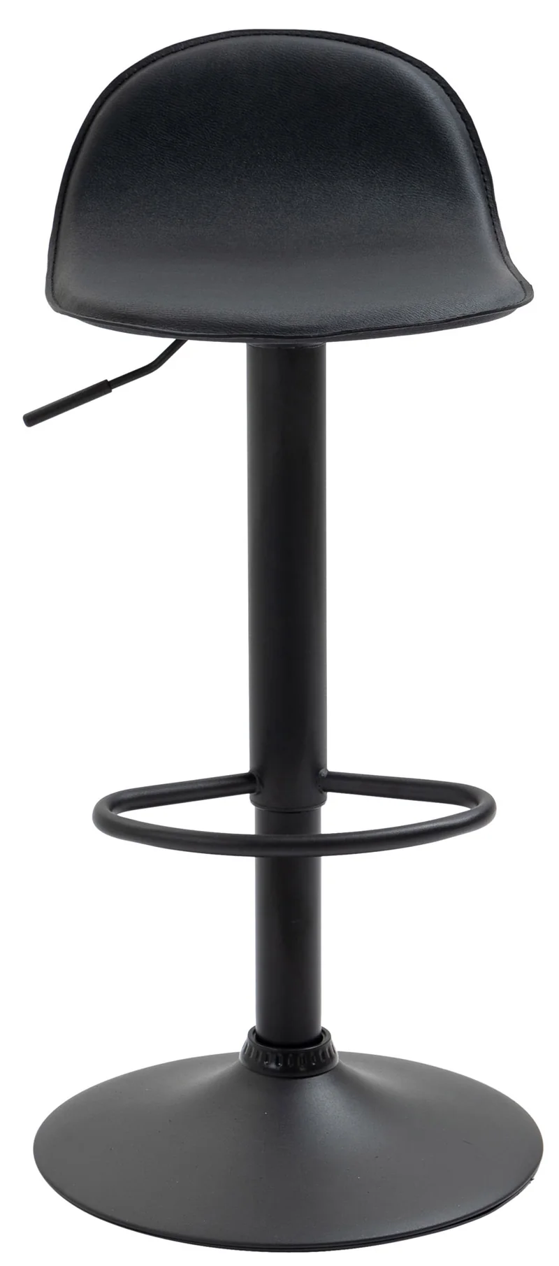 Tabouret de bar x1 avec repose-pieds en PVC noir pied trompète en métal noir 10_0005071