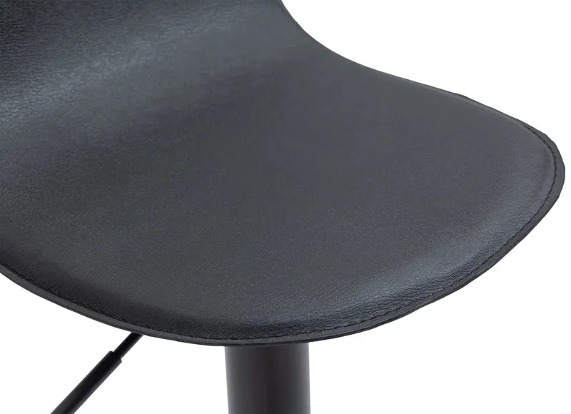 Tabouret de bar x1 avec repose-pieds en PVC noir pied trompète en métal noir 10_0005071
