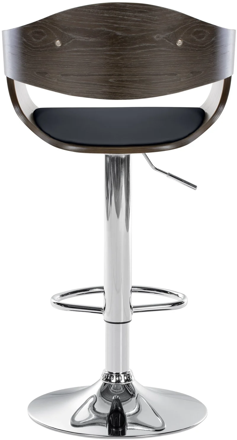 Tabouret de bar x1 design scandinave en PVC noir et structure en bois couleur gris 10_0005040