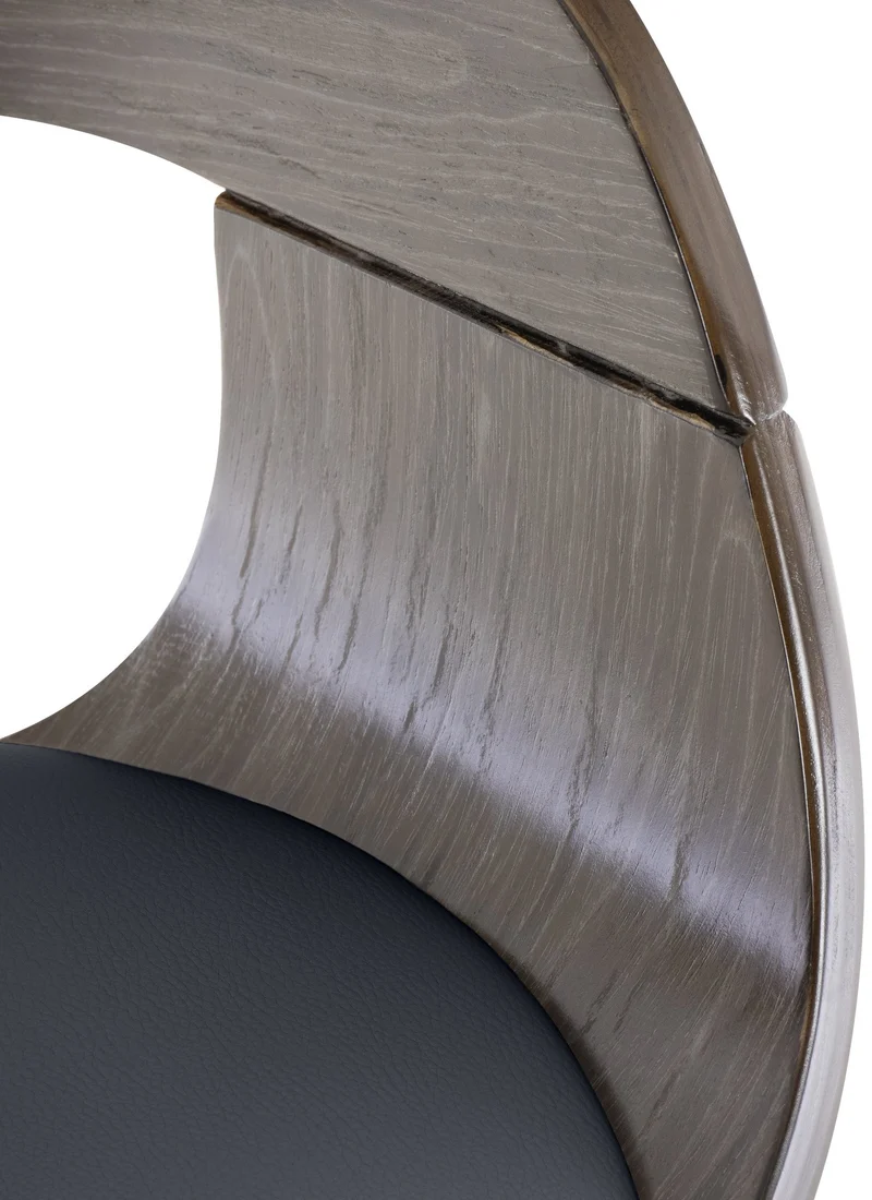 Tabouret de bar x1 design scandinave en PVC noir et structure en bois couleur gris 10_0005040
