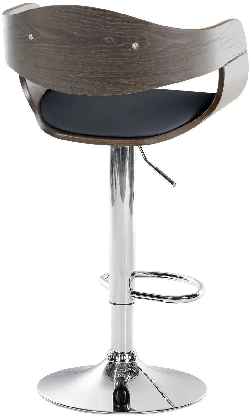 Tabouret de bar x1 design scandinave en PVC noir et structure en bois couleur gris 10_0005040