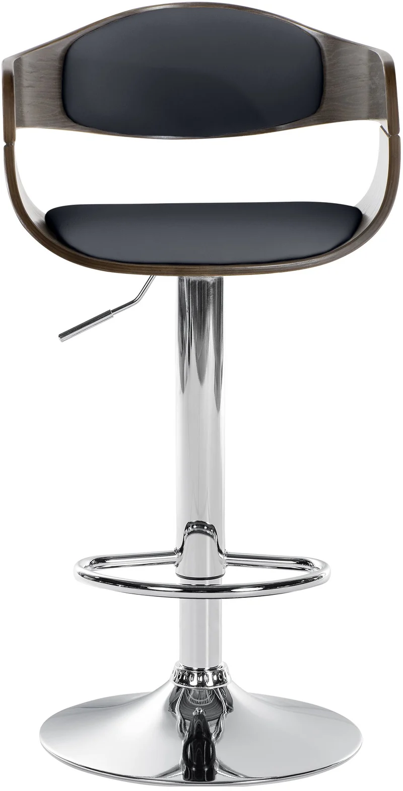 Tabouret de bar x1 design scandinave en PVC noir et structure en bois couleur gris 10_0005040