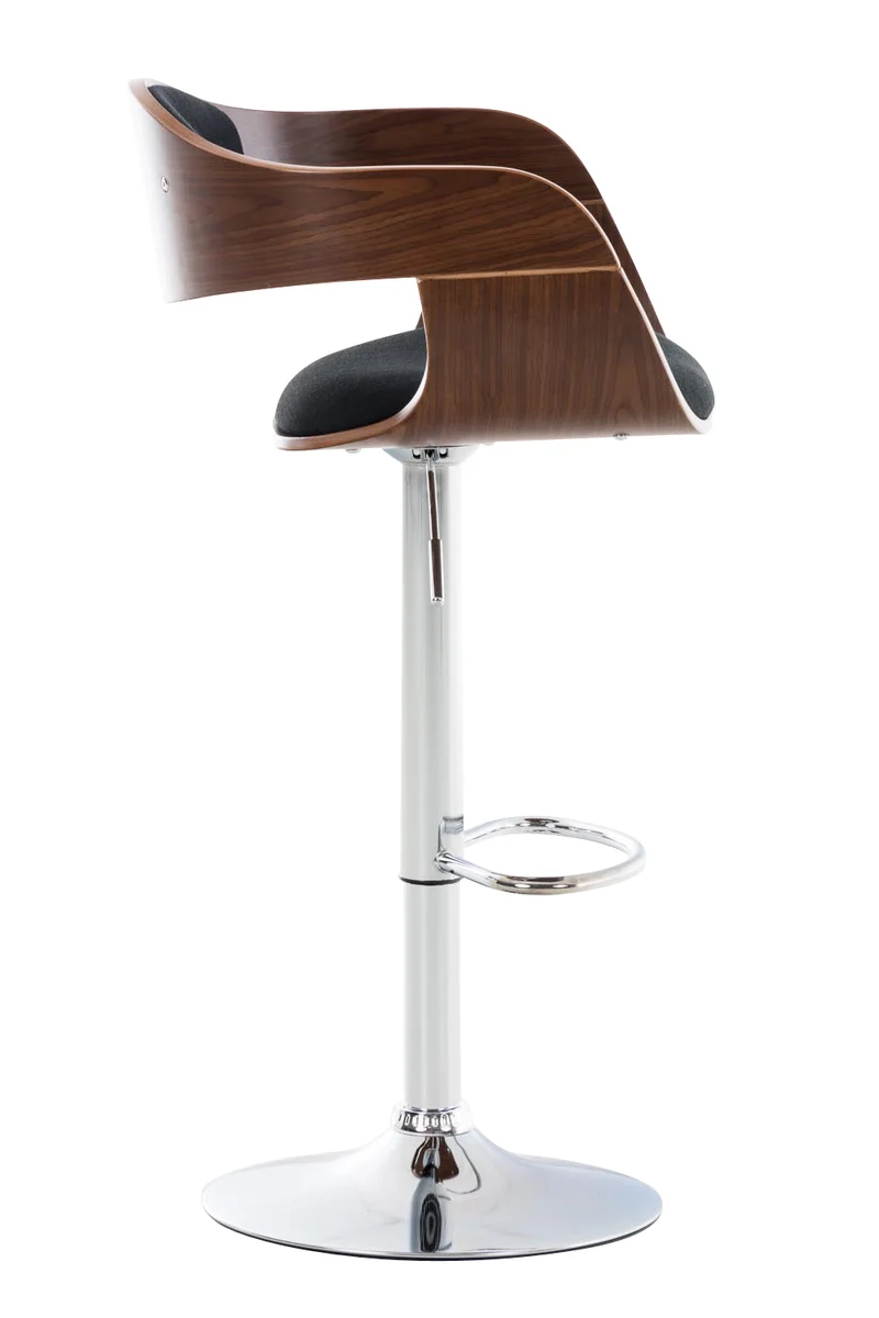 Tabouret de bar x1 design scandinave en tissu noir et structure en bois couleur noyer 10_0005044