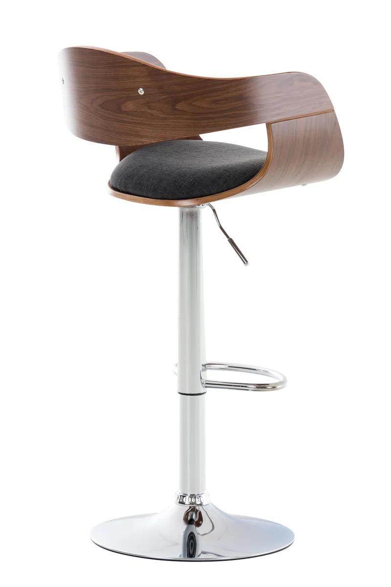 Tabouret de bar x1 design scandinave en tissu gris foncé et structure en bois couleur noyer 10_0005047