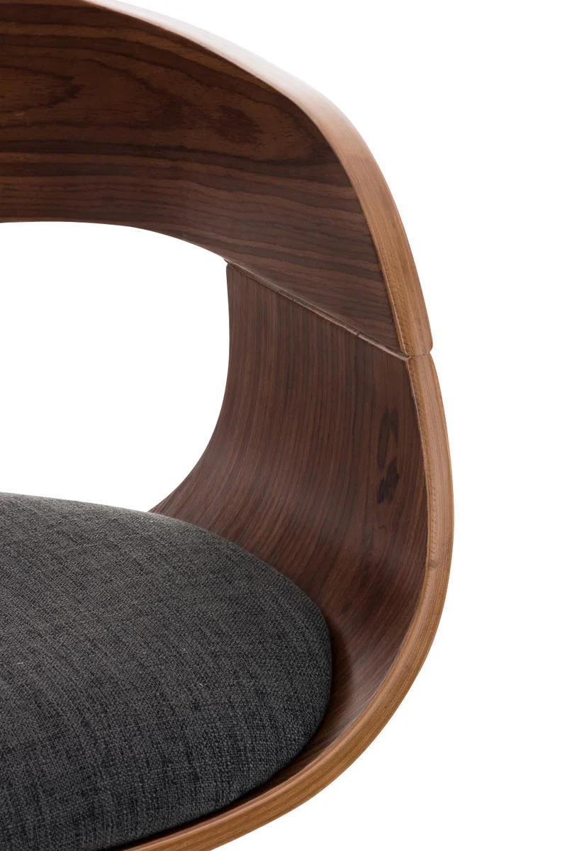 Tabouret de bar x1 design scandinave en tissu gris foncé et structure en bois couleur noyer 10_0005047