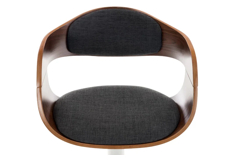 Tabouret de bar x1 design scandinave en tissu gris foncé et structure en bois couleur noyer 10_0005047