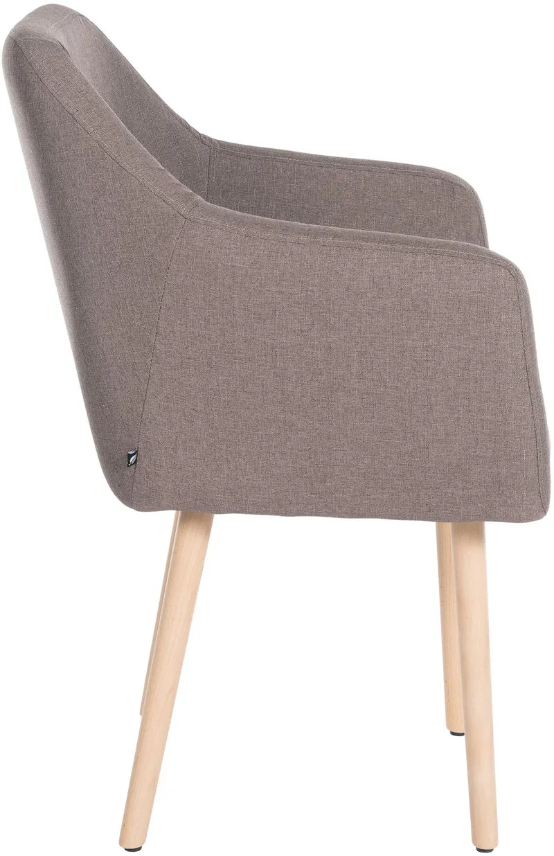 Chaise de salon avec accoudoirs quatre pieds résistants en bois clair assise en tissu taupe 10_0003490