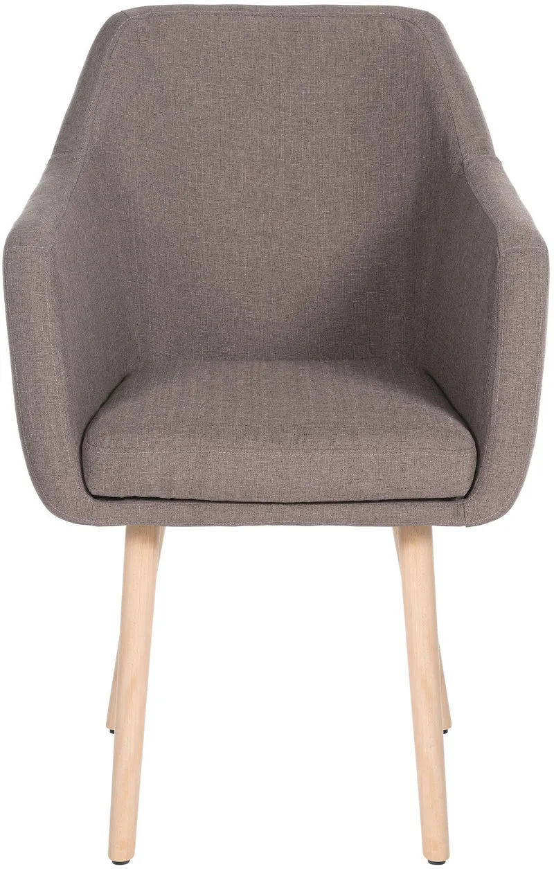 Chaise de salon avec accoudoirs quatre pieds résistants en bois clair assise en tissu taupe 10_0003490